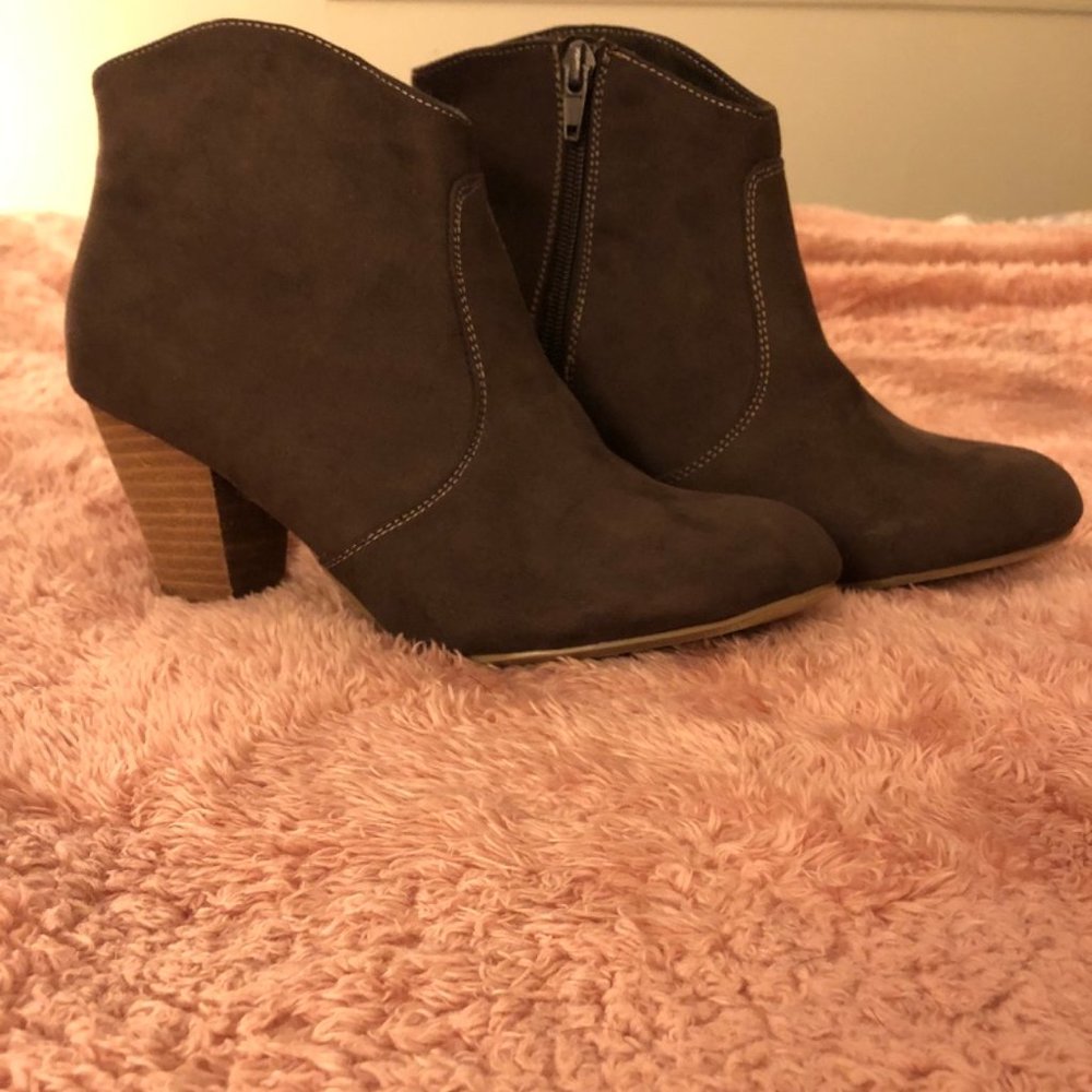Report Brown Suede Ankle Booties